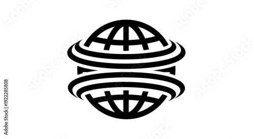 Stylized globe icon with orbiting rings.
