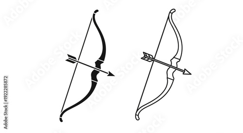Two different types of bows and arrows with black and white design Vector