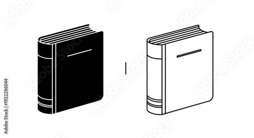 Two books, one open and one closed, isolated on white background Vector