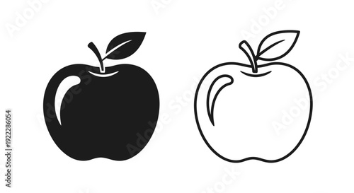 Black and white apple illustration, vector, clipart, design, icon, logo, symbol, graphic, Vector