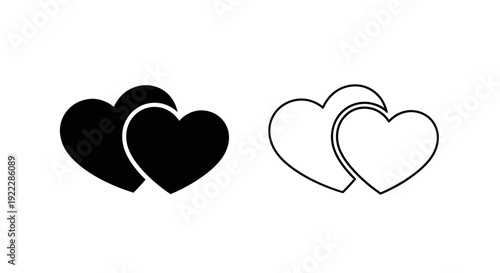 Two hearts, one black and one white, minimalist design, vector illustration Vector