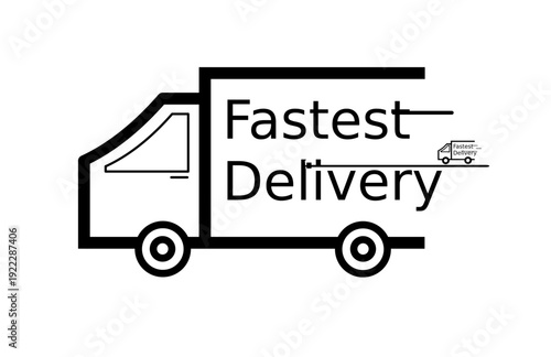 Fastest Delivery Service Truck Outline Icon with Speed Lines