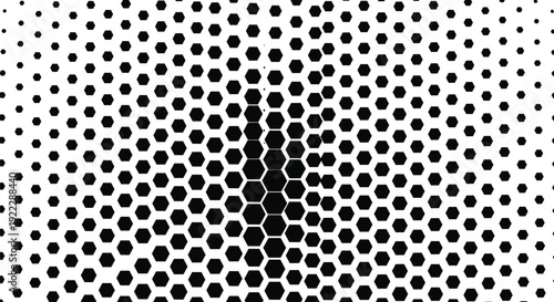 Abstract geometric hexagon pattern with optical illusion depth effect, black hexagons on white background, modern design symmetry, visual perception art illustration concept