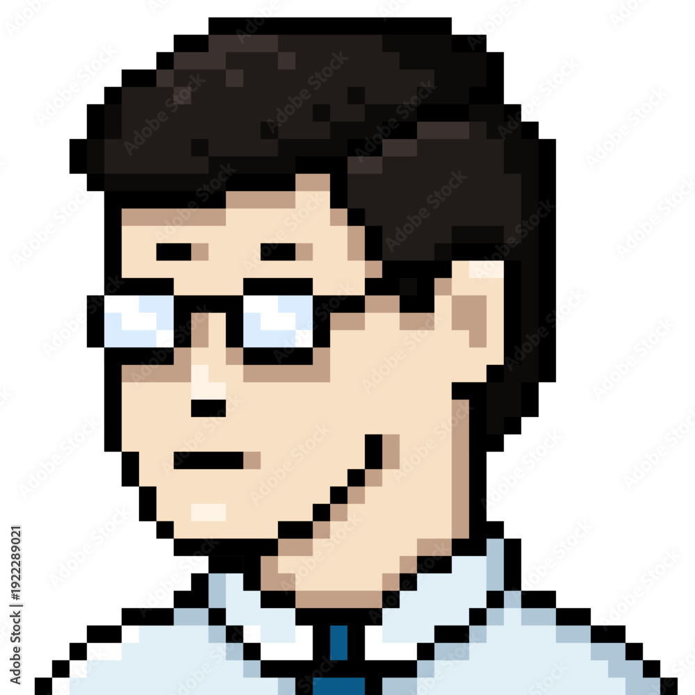 Fototapeta premium Vector Pixel Art Man in Eyeglasses