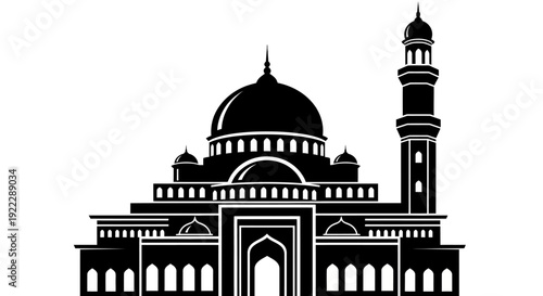 Iconic Silhouette of a Mosque, Representing Islamic Architecture and Cultural Heritage