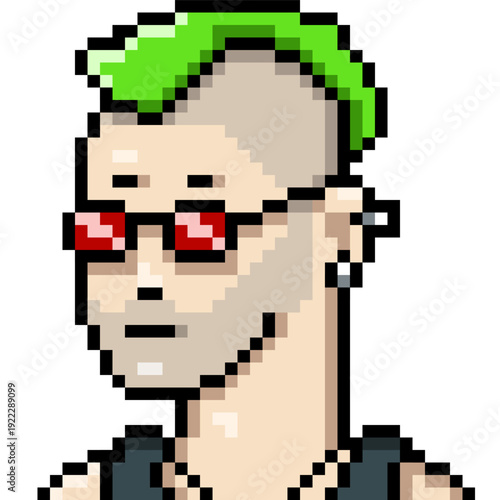 Vector Pixel Art Userpic of Man with Green Mohawk