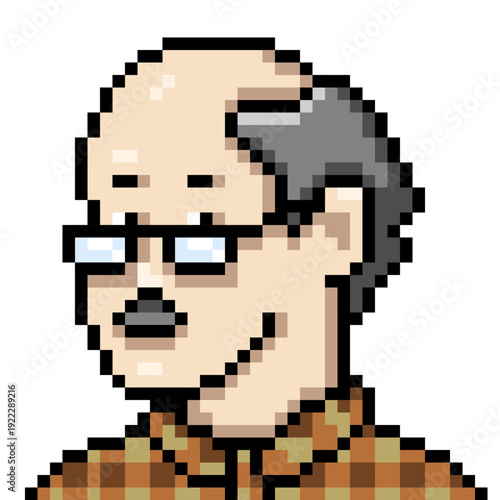 Vector Pixel Art Userpic of Man with Moustaches