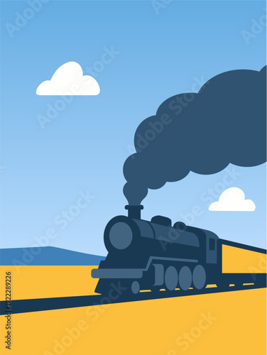 A train is steaming down the tracks