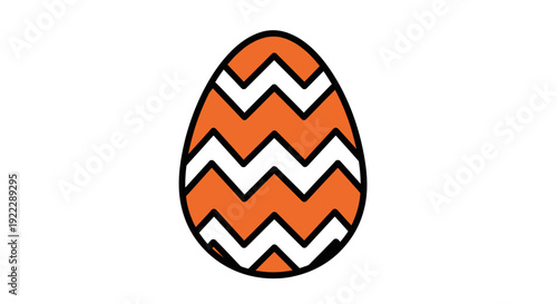An orange Easter egg with a black and white chevron pattern on a plain white background.
