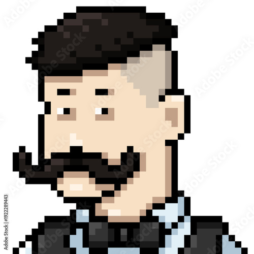 Vector Pixel Userpic of Man with Long Moustaches