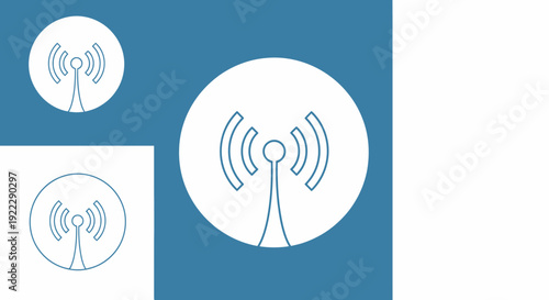 Radio tower signal broadcast communication technology icon.