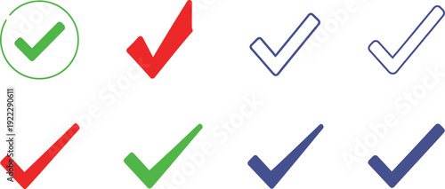 Colorful Checkmark Icons in Red, Green, and Blue for Various Selections