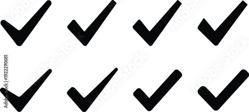 Black Checkmark Symbols for Confirmation, Approval, and Success