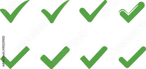 Simple Green Check Mark Icons for Positive Selection