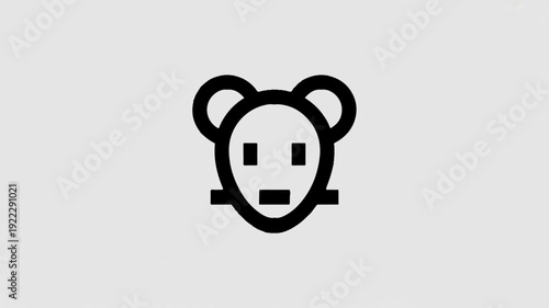 Simple black bear face icon on gray background minimalist design element for various uses