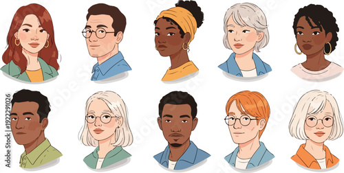 Diverse people avatars collection with various ethnicities and styles