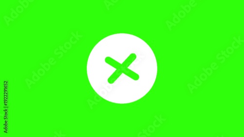 Animated white cross cancel delete icon on green screen background. Animation motion graphic with chroma green screen clip template 4k. Footage Green Screen. Video Green Screen