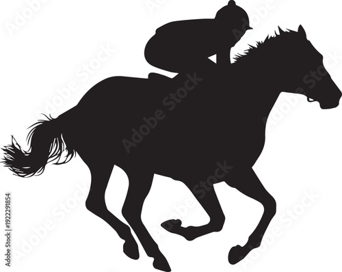 Running horse silhouette vector illustration showing speed in equestrian race competition