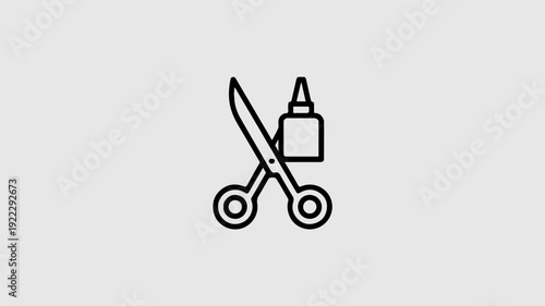 Scissors and nail polish bottle icon for beauty grooming and cosmetic concepts in a simple line art style