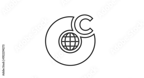Creative Commons logo with globe symbol inside circle.