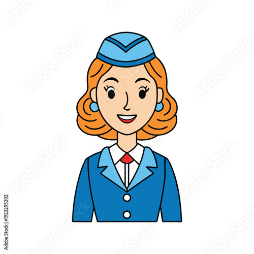 Smiling air hostess in uniform ready for flight service on Labor Day holiday