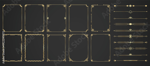 set of linear Art Deco ornament frames