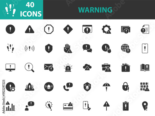 set of alert and warning icons. vector illustration