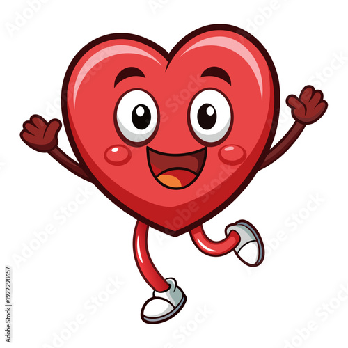 A cheerful heart character with a smile and legs