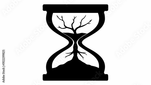 Stunning hourglass with tree growing inside symbolizing time and nature