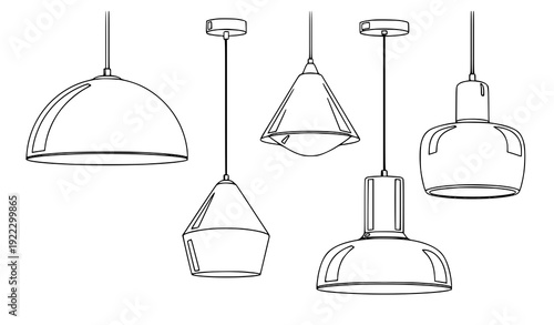 Modern pendant lamp outline interior lighting vector
