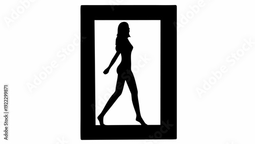 Silhouette of pregnant woman walking confidently