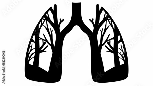 Human lungs with tree branches inside, symbolizing health