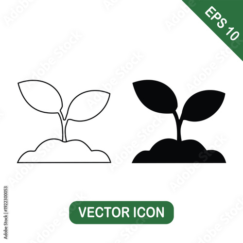 Young Plant Sprout Icon Set