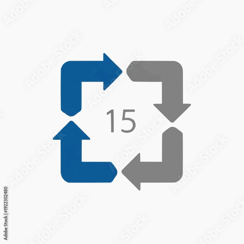 Fifteen-step cyclical process with directional arrows indicating flow and progression, ideal for visual representations of phases, stages, or iterative tasks