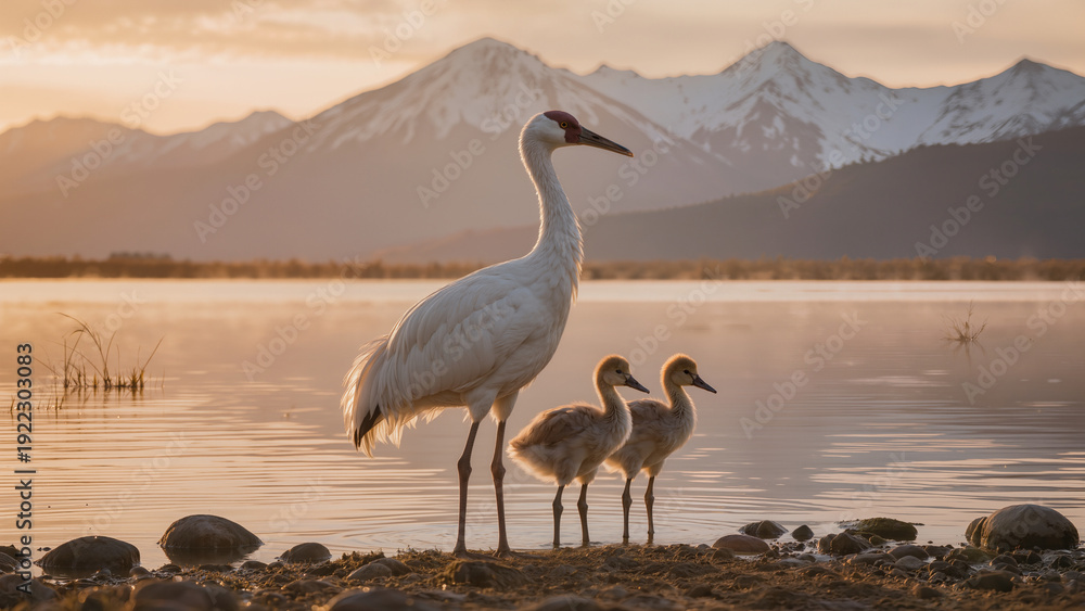 Obraz premium heron at sunset