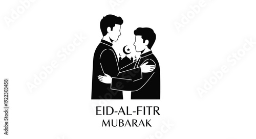 Two men embracing celebrating eid al fitr with a striking silhouette