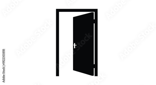 Open doorway with a black doorframe and door stark silhouette
