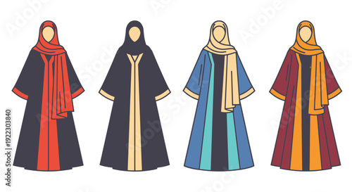 Abaya Line art simple creative color illustration.eps