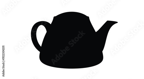 A simple black silhouette of a vintage teapot