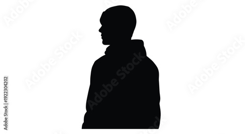 A stark black silhouette of a man s head and shoulders silhouette