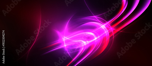 Abstract vibrant energy flows, pinks, reds dominate. Dynamic curves suggest movement, light intensity varies. Modern digital art.