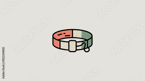 Colorful dog collar with buckle and adjustable strap on gray background