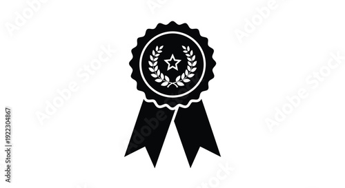 Black award ribbon with laurel wreath and star a bold silhouette