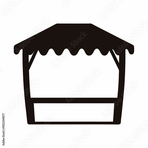 Silhouette of a black market stall with wavy trim roof