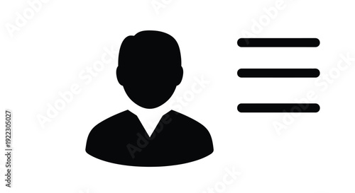 Simple black icon depicting a person with a menu silhouette