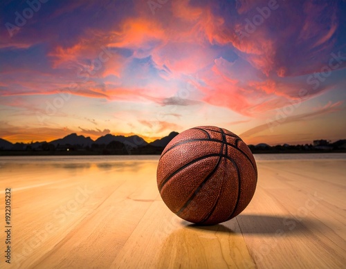 basketball in the sunset