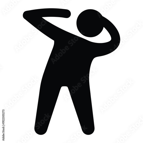 Silhouette of a person stretching or posing, a simple black icon