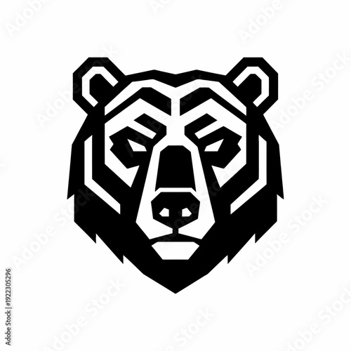 Geometric Bear Head Logo Design Abstract Animal Art.