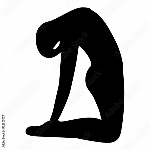 A silhouette of a person in child's pose for yoga practice