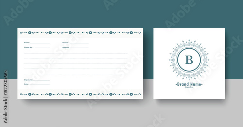 Professional invoice template with ornamental branding and clean business layout